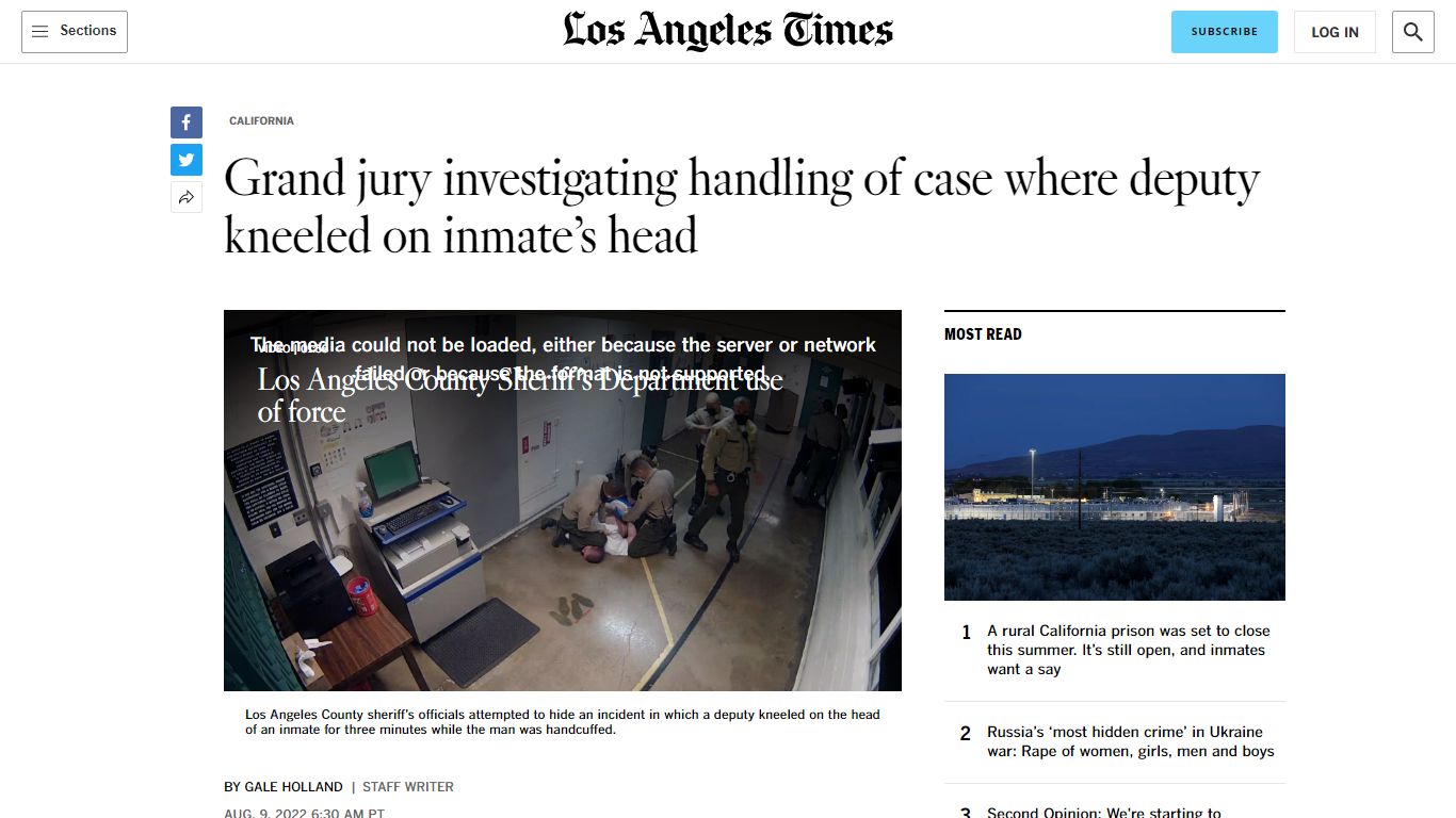 Grand jury investigating handling of case where deputy kneeled on ...